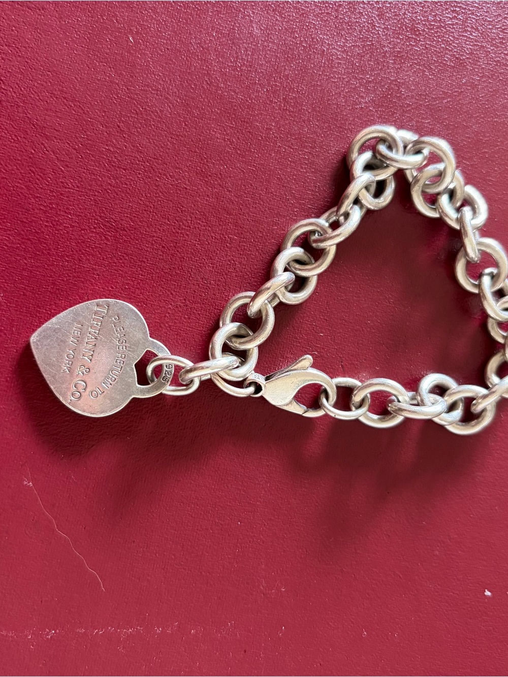 Tiffany & Co. Sterling Silver "Return to" Heart Tag Charm Bracelet 7.25"
